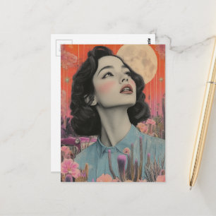 Vintage Woman in the Desert Postcard