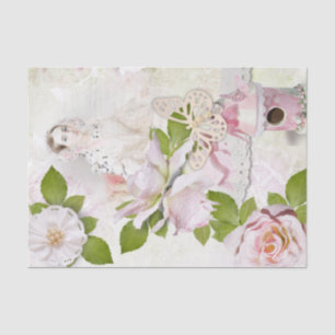 Vintage Woman Lace Pink Floral Decoupage Tissue Paper