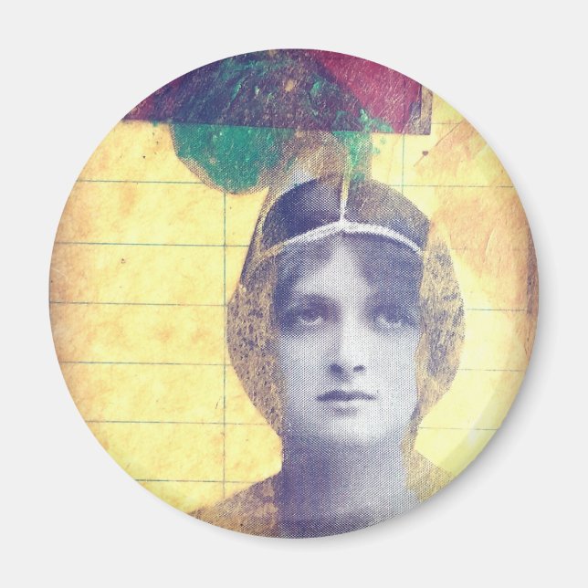 Vintage Woman Mixed Media Collage Magnet (Front)