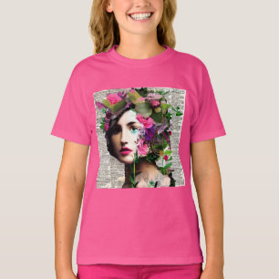 Vintage Woman Paper Collage Art T-Shirt