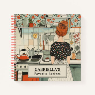 Vintage Woman Personalized Recipe Notebook