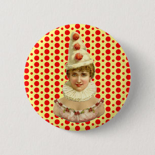 Vintage Woman Pierrot 2 Inch Round Button