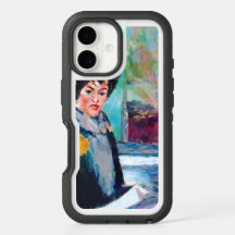 Vintage Woman Portrait with Abstract Background