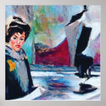 Vintage Woman Portrait with Abstract Background