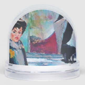 Vintage Woman Portrait with Abstract Background Snowglobe