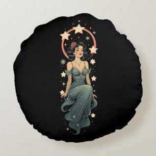 VINTAGE WOMAN ROUND PILLOW
