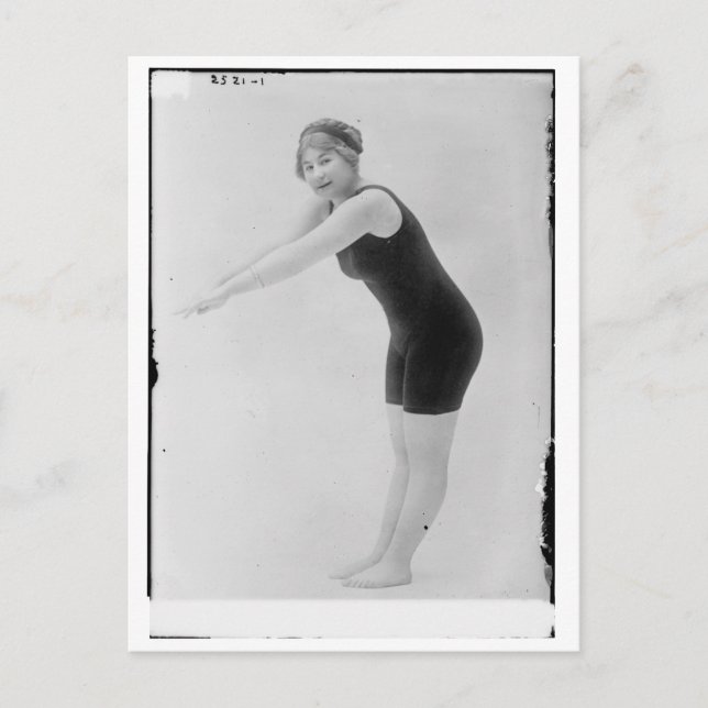 Vintage Woman Swimmer Postcard (Front)
