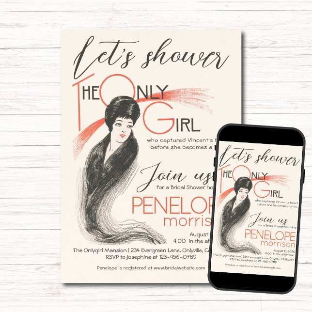 Vintage Woman -The Only Girl Bridal Shower Invitation (Creator Uploaded)