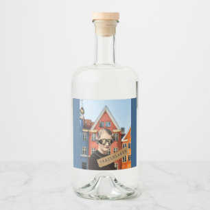 Vintage Woman Trailblazer Kitsch Altered Art Liquor Bottle Label