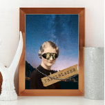 Vintage Woman Trailblazer Night Sky Pop Art    Poster<br><div class="desc">Kitschy collage poster gives a nod to all the women trailblazers of yesteryear and  features tinted 1930s photo cutout of woman with added steampunk goggles,   a string of pearls,  washi tape with "trailblazer" text on starry night sky background</div>