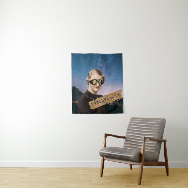 Vintage Woman Trailblazer Night Sky Pop Art  Tapestry (In Situ)