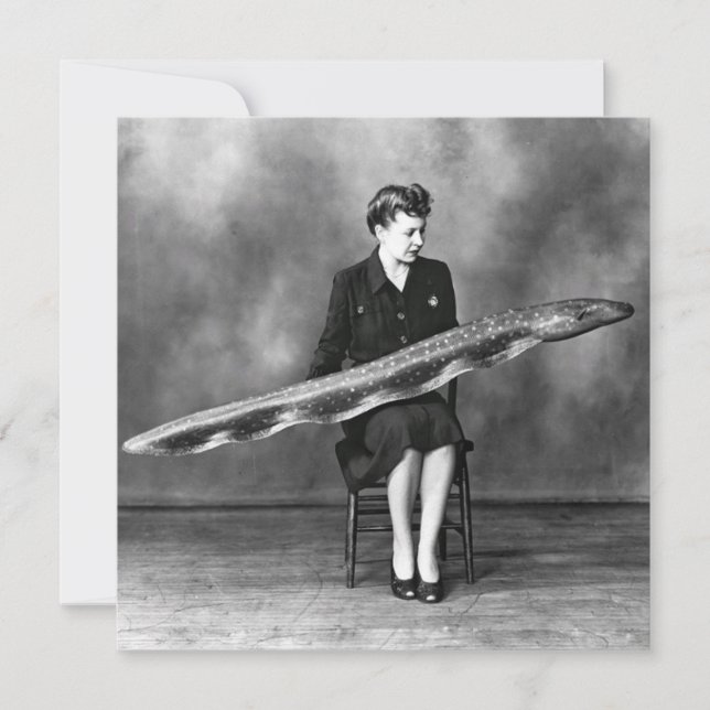 Vintage woman with eel thank you card (Front)