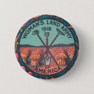 Vintage Womans Land Army Feminist Suffrage Protest 2 Inch Round Button