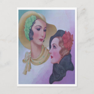 Vintage Women 1932 Postcard