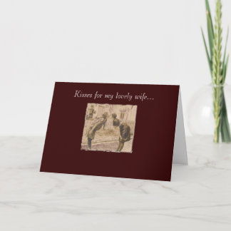 vintage women kissing card