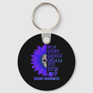 Vintage Women Men Sugar Skull Suicide Prevention A Keychain