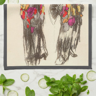 Vintage Women of Fashion with Spring Dresses Kitchen Towel