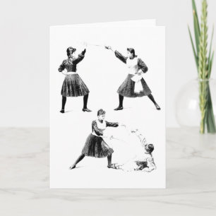 Vintage Women's Foil Fencing Note Card