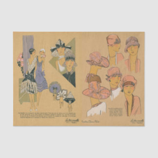 Vintage Women's French Fashion Hats Dresses Tissue Paper