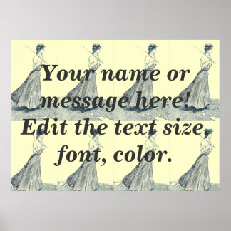 Vintage Women's Golf Fashion Template Poster
