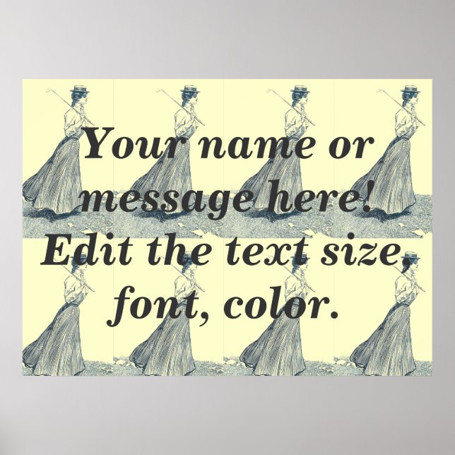 Vintage Women's Golf Fashion Template Poster (Front)