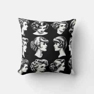 Vintage Women's Hairstyles Throw Pillow
