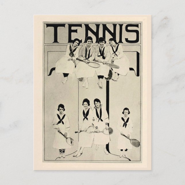 Vintage women's tennis team promotion 1920 postcard (Front)