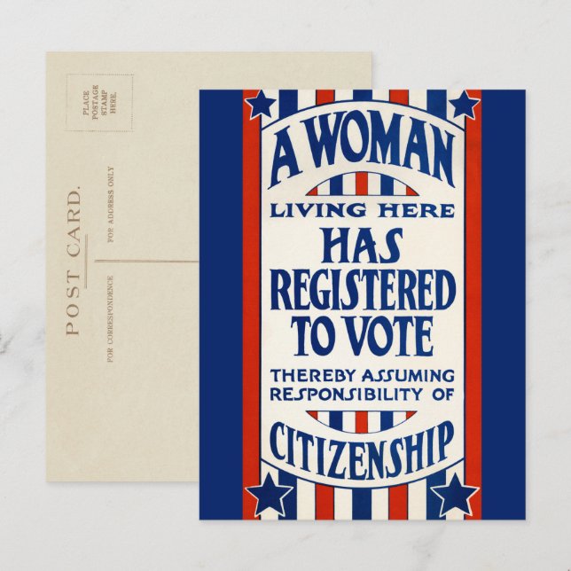 Vintage Women's Voting Rights Support Reprint Postcard (Front/Back)
