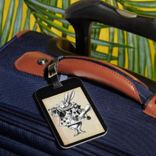 Vintage Wonderland Rabbit in Hearts Customizable Luggage Tag