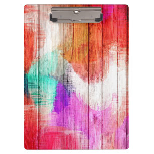 Vintage Wood Abstract Painting #2 Clipboard