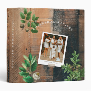 Vintage Wood Acorn Christmas Holiday Photo Recipes Binder