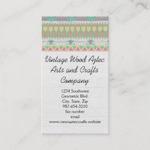 Vintage Wood Aztec Southwest Geometric Crafts Business Card