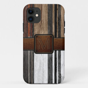 Vintage Wood Brown Leather Look iPhone 11 Case
