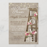 Vintage Wood Floral Ladder Bridal Shower