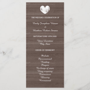 Vintage wood grain country chic wedding program