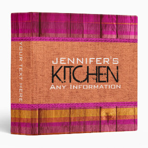 Vintage Wood Kitchen Burlap Look Binder