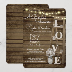 Vintage Wood Ladder Bridal Shower Invitation