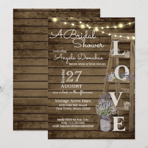 Vintage Wood Ladder Lavender Bridal Shower Invitation