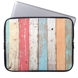 Vintage Wood: Multicolored Cracked Texture. Laptop Sleeve