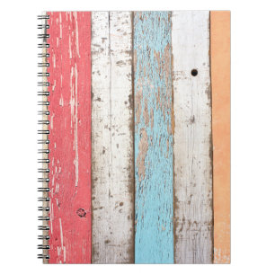 Vintage Wood: Multicolored Cracked Texture. Notebook