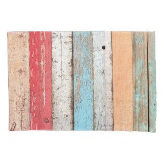 Vintage Wood: Multicolored Cracked Texture. Pillowcase