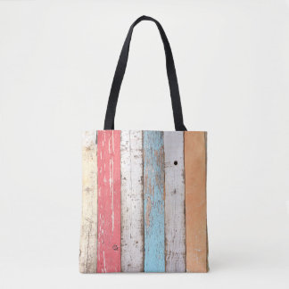Vintage Wood: Multicolored Cracked Texture. Tote Bag