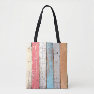 Vintage Wood: Multicolored Cracked Texture. Tote Bag