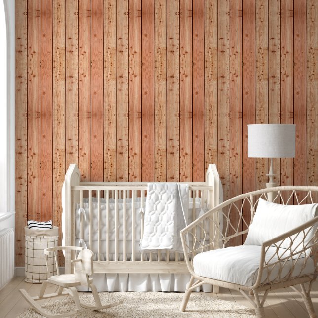 Vintage Wood Pattern - Rustic Farmhouse Wallpaper (Kids)
