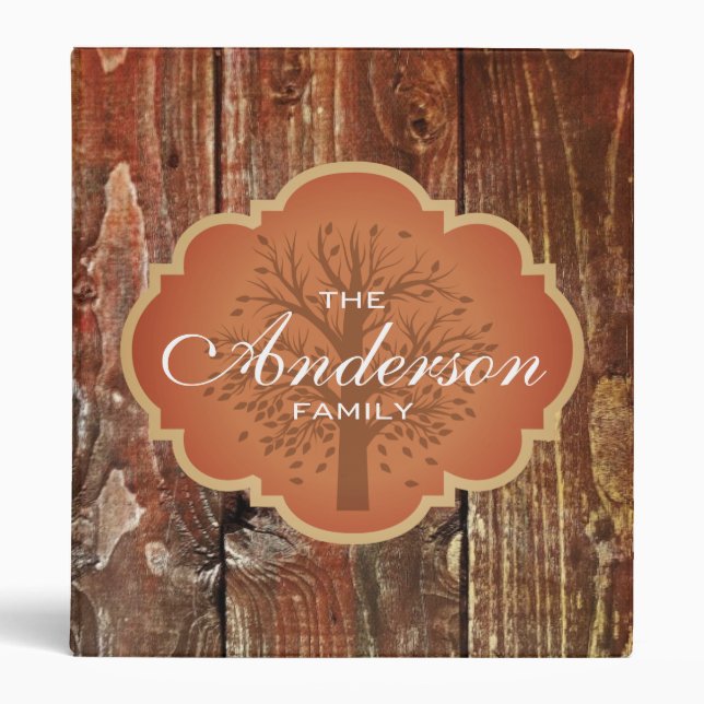 Vintage Wood Rustic Custom Family Tree Genealogy Binder (Front)