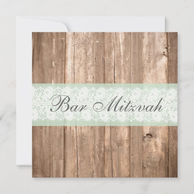 Vintage Wood Shabby Chic Bar Mitzvah Invitation (Front)