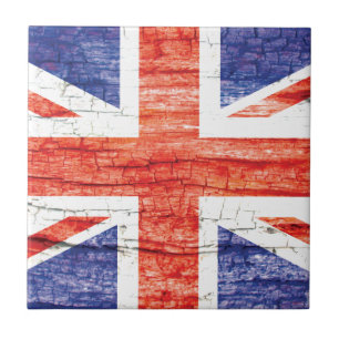 Vintage Wood Union Jack British(UK) Flag Tile