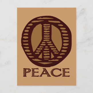 Vintage Woodcut Peace Sign Postcard
