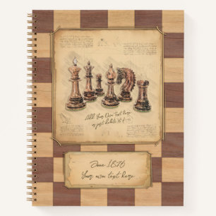 Vintage Wooden Chessboard, Chess Player Gift Notebook