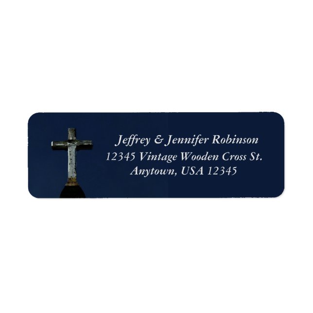 Vintage Wooden Cross Name and Address Label (Front)